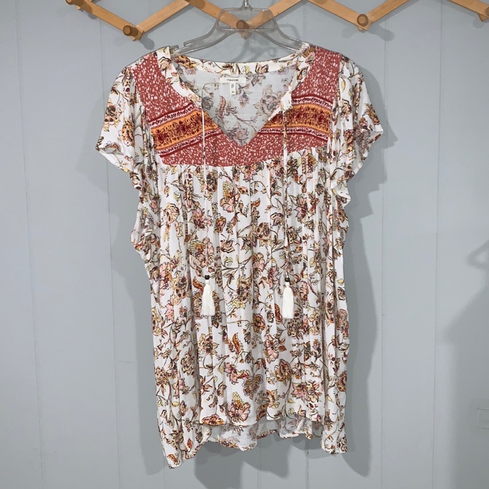 Maurices Flowy Bohemian Shortsleeve Top Size 2X
